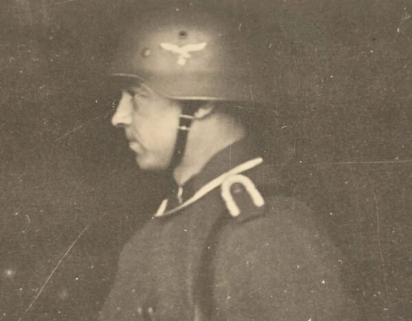 20260621_155950.jpg Luftwaffe Steel Helmet w Swastika Eagle WW2 German Third Reich Era Military Photo