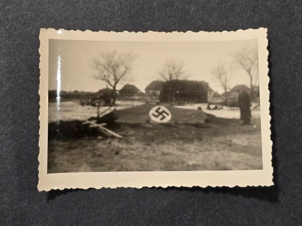 20260621_160037.jpg Large Swastika Marker ID Flag Banner WW2 German Third Reich Era Military Photo
