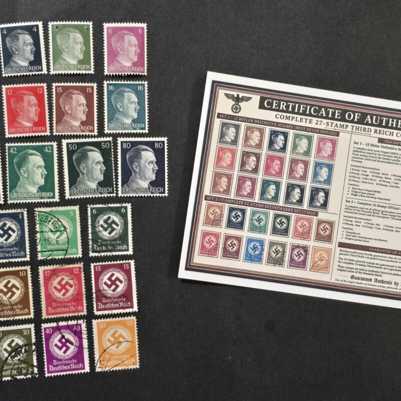 20260623_151452.jpg WW2 German 27 Stamp Third Reich Set MNH Hitler Heads & Swastika Official Stamp Sets + COA