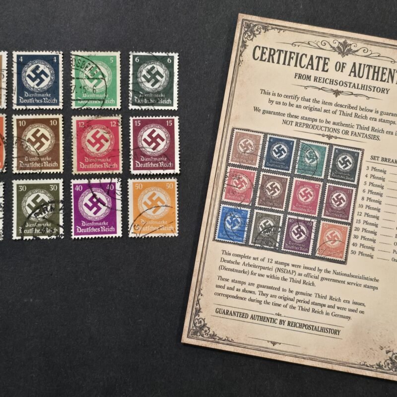Official Swastika Government official Stamp Set w COA WW2 Nazi German Third Reich NSDAP