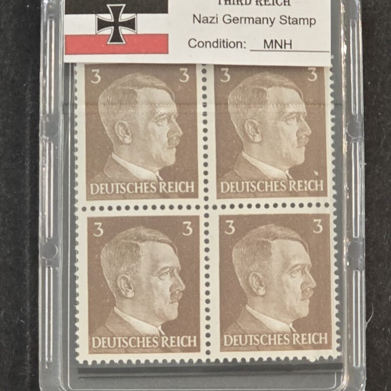 WWII Nazi German Adolf Hitler 3 Pfennig Stamp Block of 4  MNH w Slab Case Third Reich NSDAP 1941–44
