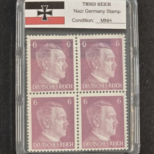 WWII Nazi German Adolf Hitler 6 Pfennig Stamp Block of 4  MNH w Slab Case Third Reich NSDAP 1941–44