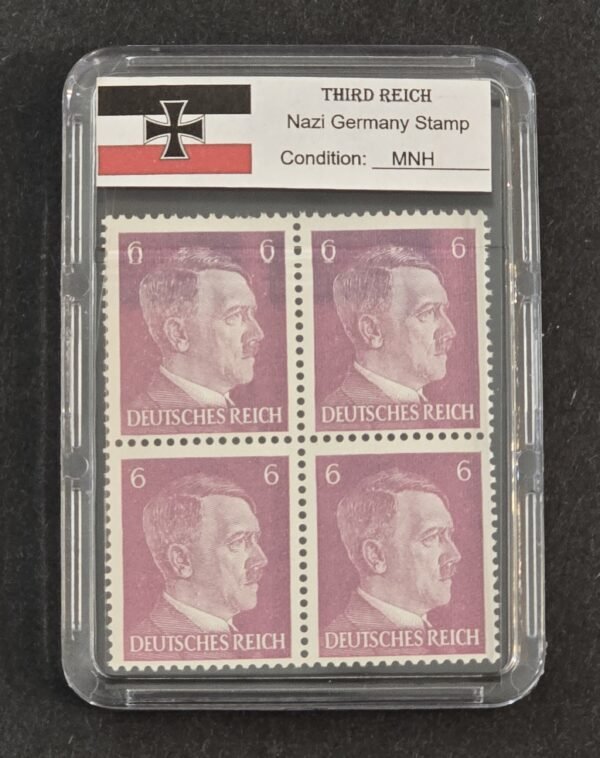 WWII Nazi German Adolf Hitler 6 Pfennig Stamp Block of 4  MNH w Slab Case Third Reich NSDAP 1941–44