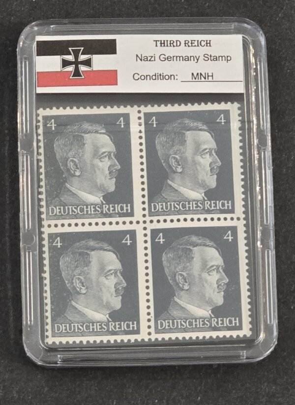 20260623_182945 WWII Nazi German Adolf Hitler 4 Pfennig Stamp Block of 4 MNH w Slab Case Third Reich NSDAP 1941–44