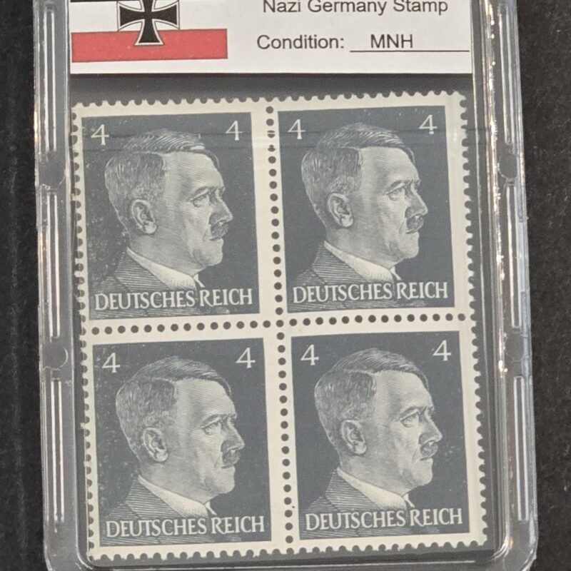 WWII Nazi German Adolf Hitler 4 Pfennig Stamp Block of 4 MNH w Slab Case Third Reich NSDAP 1941–44
