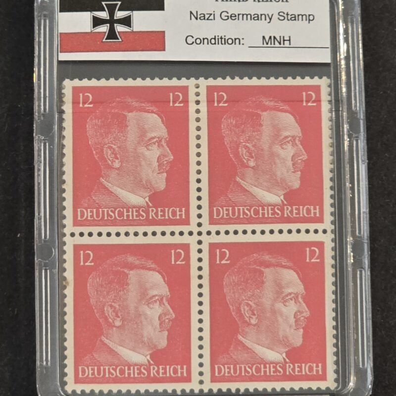 WWII Nazi German Adolf Hitler 12 Pfennig Stamp Block of 4 MNH w Slab Case Third Reich NSDAP 1941–44