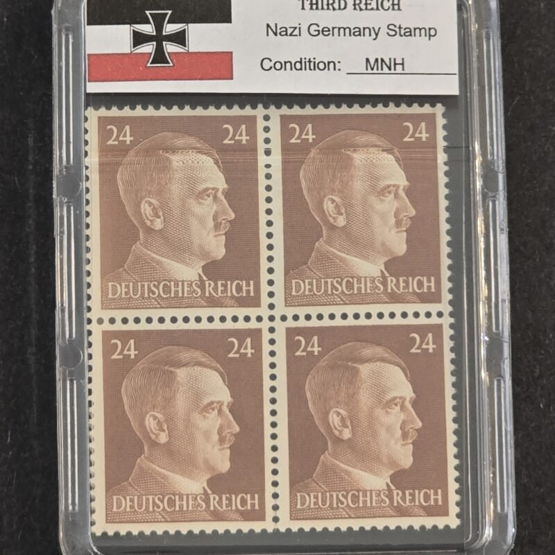 WWII Nazi German Adolf Hitler 24 Pfennig Stamp Block of 4 MNH w Slab Case Third Reich NSDAP 1941–44