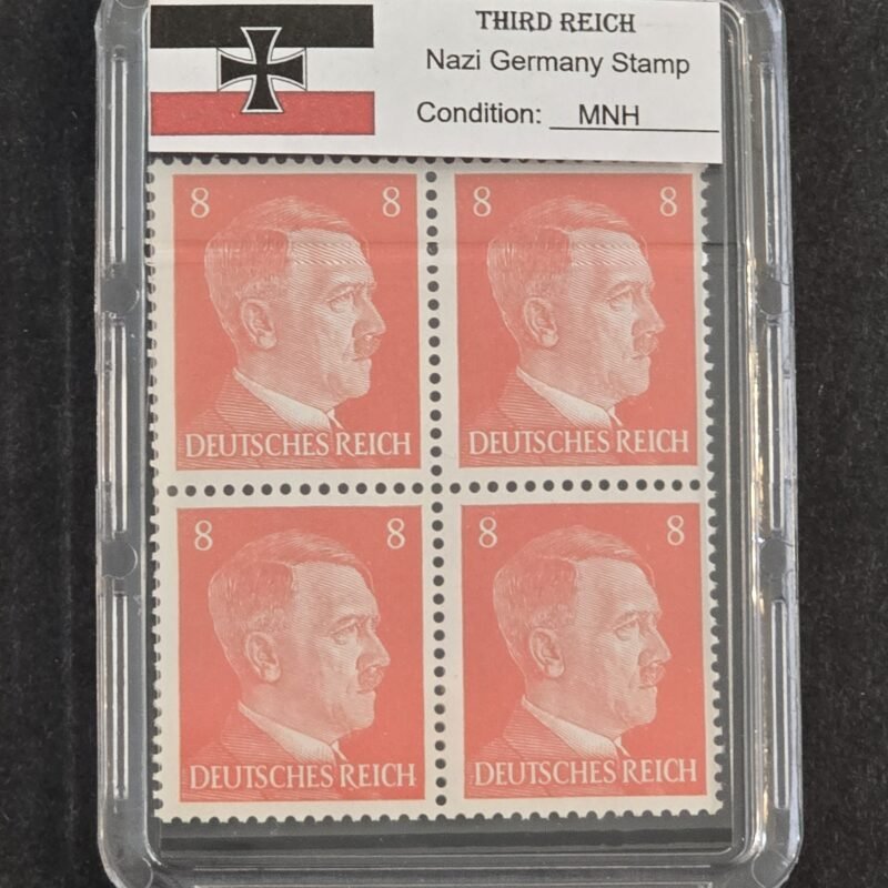 WWII Nazi German Adolf Hitler 8 Pfennig Stamp Block of 4 MNH w Slab Case Third Reich NSDAP 1941–44