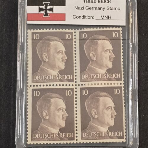 WWII Nazi German Adolf Hitler 10 Pfennig Stamp Block of 4 MNH w Slab Case Third Reich NSDAP 1941–44