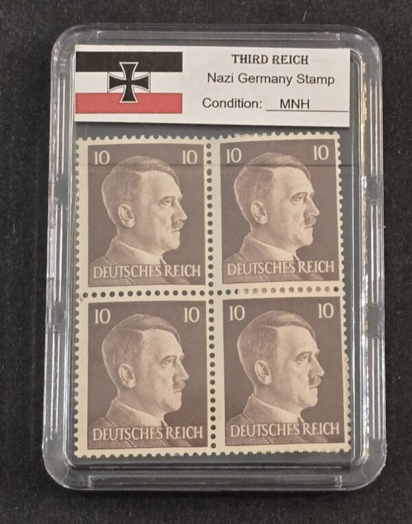 WWII Nazi German Adolf Hitler 10 Pfennig Stamp Block of 4 MNH w Slab Case Third Reich NSDAP 1941–44