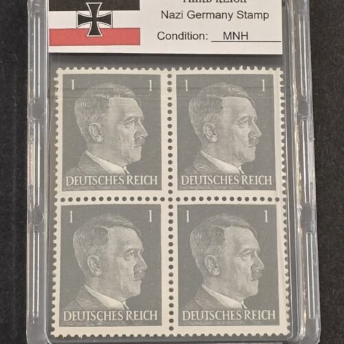 WWII Nazi German Adolf Hitler 1 Pfennig Stamp Block of 4 MNH w Slab Case Third Reich NSDAP 1941–44