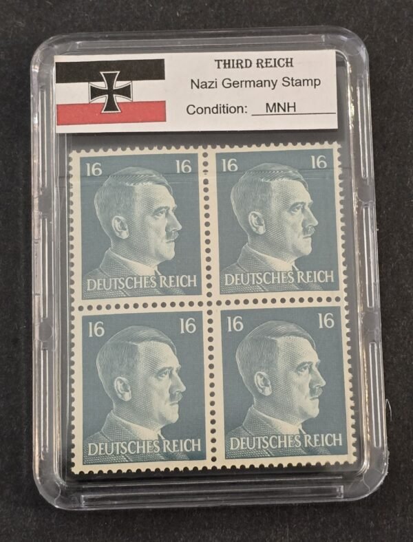 20260623_184337 WWII Nazi German Adolf Hitler 16 Pfennig Stamp Block of 4 MNH w Slab Case Third Reich NSDAP 1941–44