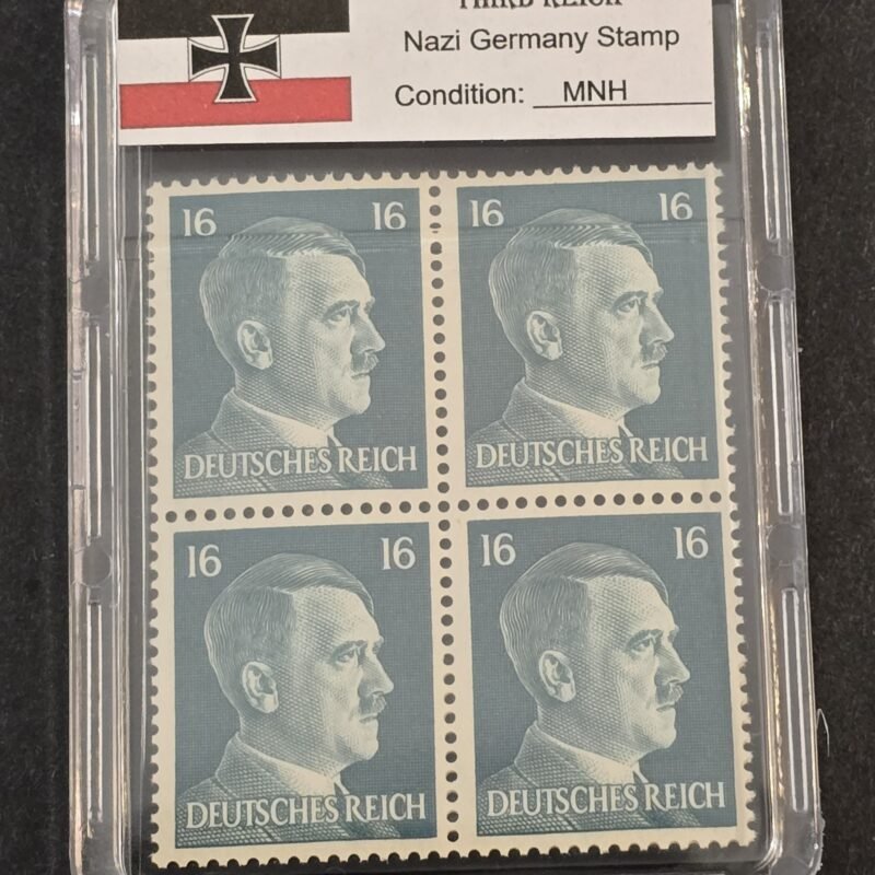 WWII Nazi German Adolf Hitler 16 Pfennig Stamp Block of 4 MNH w Slab Case Third Reich NSDAP 1941–44