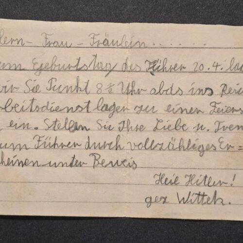 20260626_171730.jpg MEET ADOLF HITLER RARE Third Reich WWII German NSDAP Invitation Note – Führer's Birthday 20 April – RAD Camp