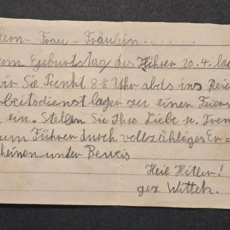 20260626_171730.jpg MEET ADOLF HITLER RARE Third Reich WWII German NSDAP Invitation Note – Führer's Birthday 20 April – RAD Camp