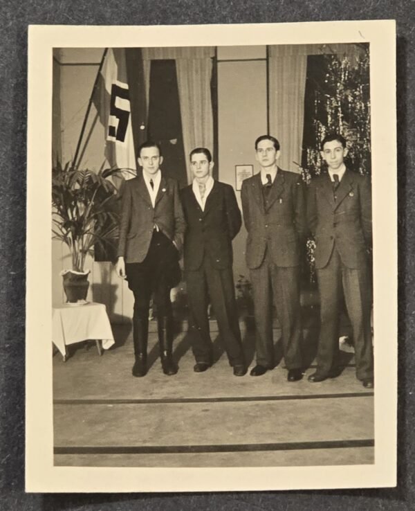 20260626_174815.jpg Hitler Youth HJ Leaders! Rare WW2 German Photo w Student Org Flag Banner Third Reich NSDAP