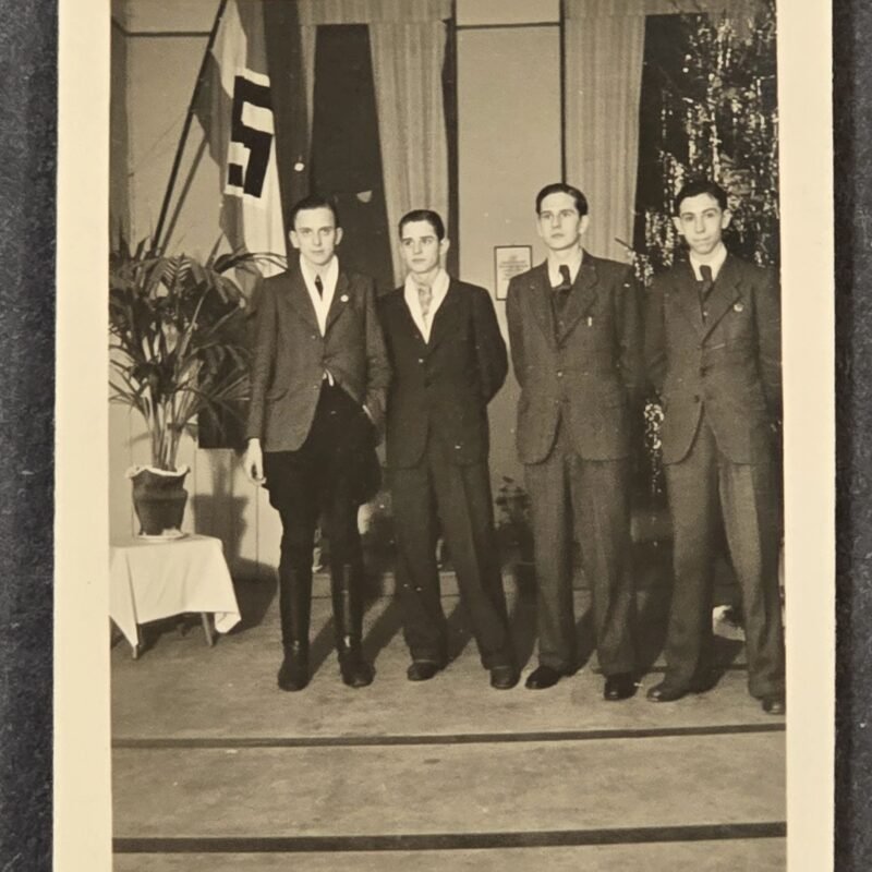 20260626_174815.jpg Hitler Youth HJ Leaders! Rare WW2 German Photo w Student Org Flag Banner Third Reich NSDAP