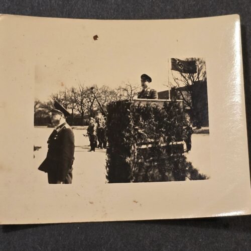 20260626_175432.jpg High Rank Luftwaffe officers speech w Swastika Banner Flag WW2 German Third Reich Era Photo