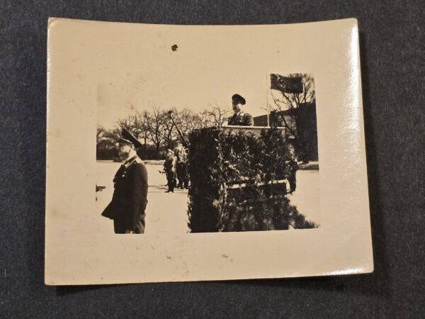 20260626_175432.jpg High Rank Luftwaffe officers speech w Swastika Banner Flag WW2 German Third Reich Era Photo