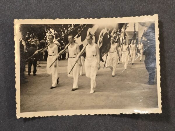 20260626_175506.jpg Early NSDAP Turner Org Parade w Swastika Flags Banners WW2 German Third Reich Era Photo