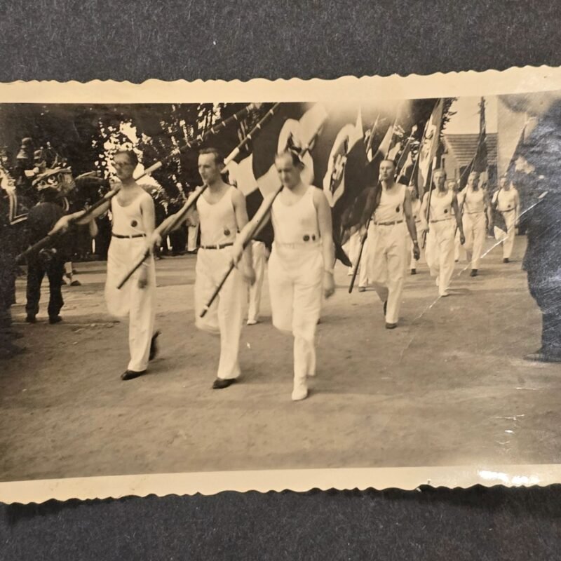 20260626_175506.jpg Early NSDAP Turner Org Parade w Swastika Flags Banners WW2 German Third Reich Era Photo