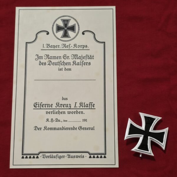 20260708_142621 - Copy 1870/71 Imperial German Iron Cross 1st Class EK1 & Award Document