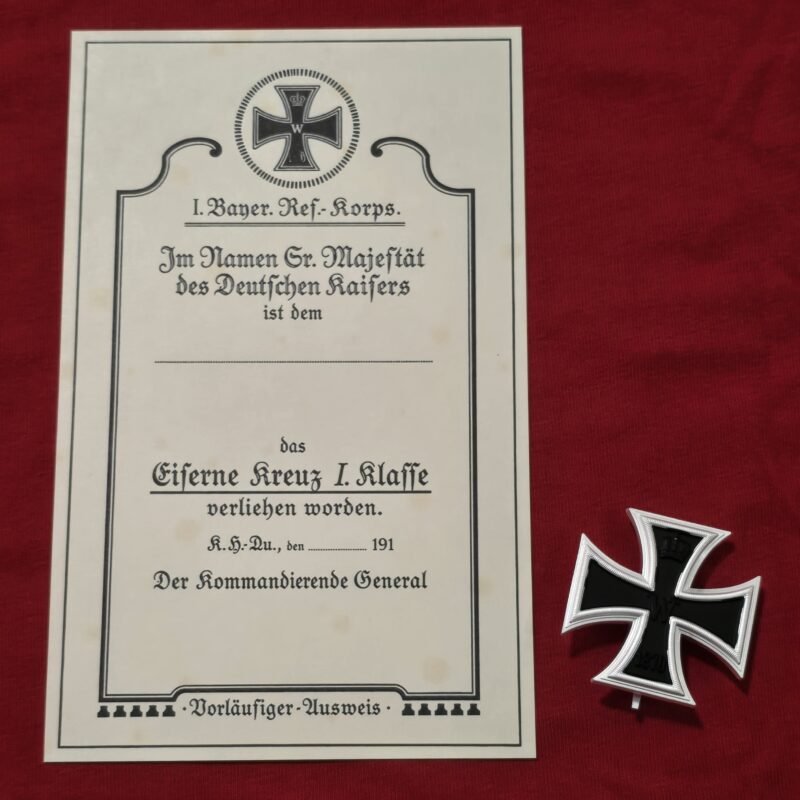 1870/71 Imperial German Iron Cross 1st Class EK1 & Award Document