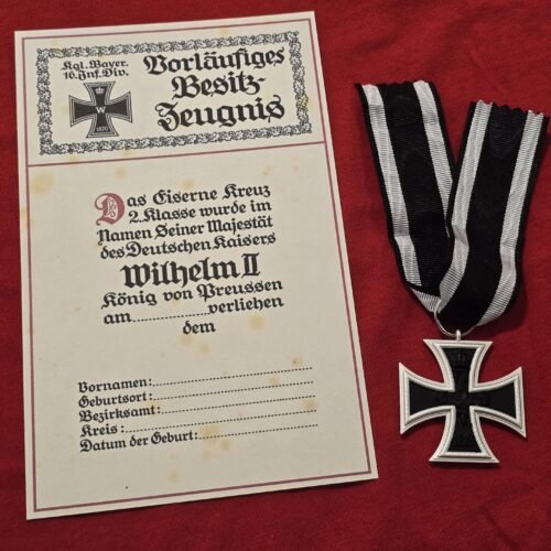 20260708_143809 WWI Imperial German 1813 Iron Cross EK2 Medal Ribbon & Award Document