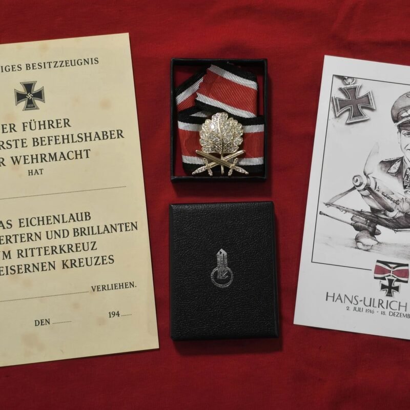20260708_144244.jpg WW2 German HANS ULRICH UDEL GOLD OAK LEAVES w SWORDS & DIAMONDS Boxed Collection