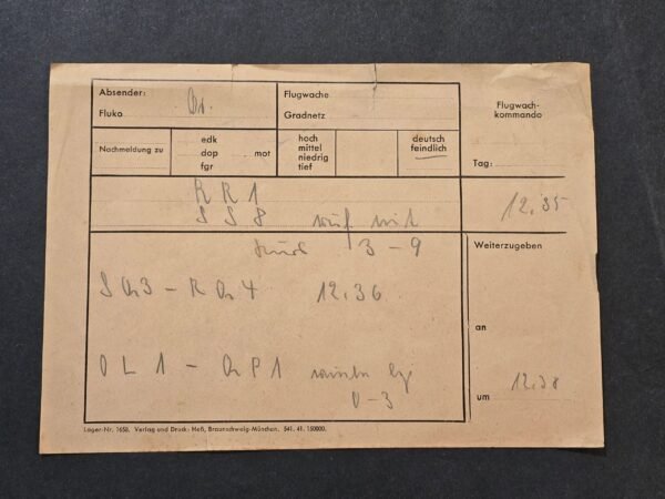 20260710_122343.jpg WWII German Luftwaffe Flugwache Enemy Aircraft Observation Report Document 1941