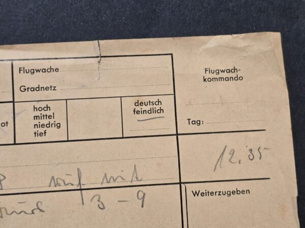 20260710_122347.jpg WWII German Luftwaffe Flugwache Enemy Aircraft Observation Report Document 1941