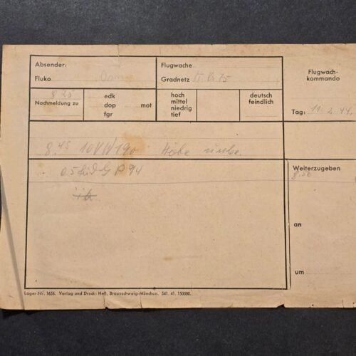 20260710_122433.jpg WWII German Luftwaffe Flugwache Enemy Aircraft Observation Report Document 1944