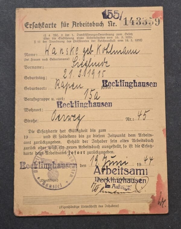 20260718_165102 1944 WW2 Nazi German NSDAP Third Reich Era Work Labor Book