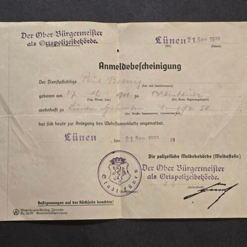 20260718_165401 1930 German Soldiers Wehrstammbuch Registration Document Lunen Military Service