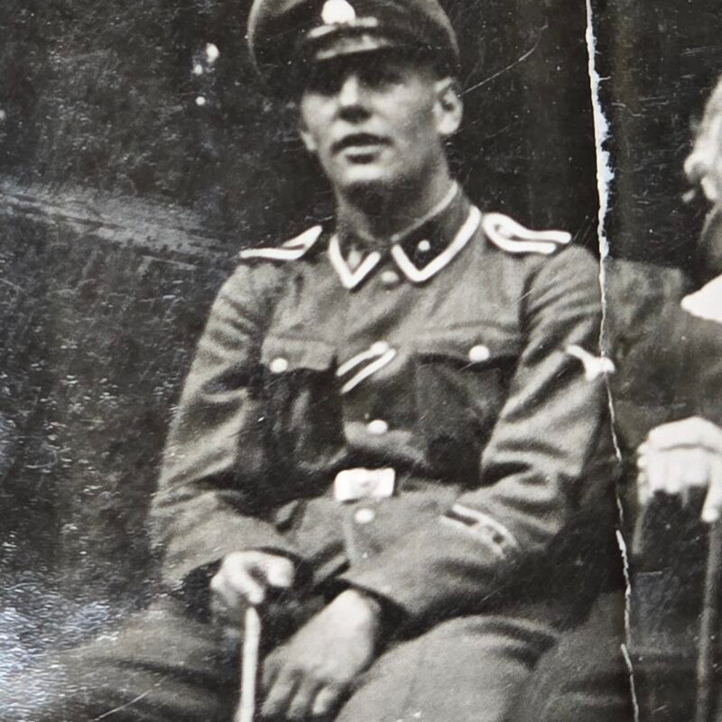 SS Soldier w Deathshead Visor Cap DAS REICH?? WW2 German Military Wartime Photo