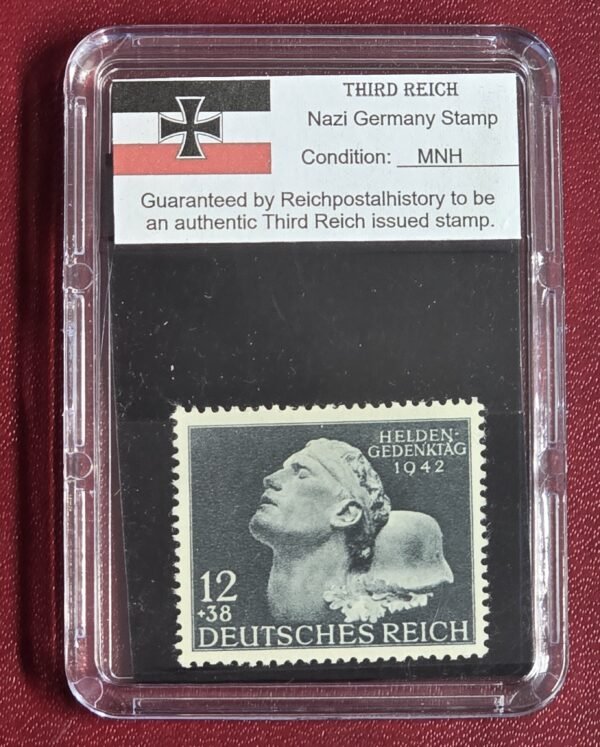 WW2 Nazi german 1942 Hero Memorial Day MNH Third Reich Stamp w/ Display Case