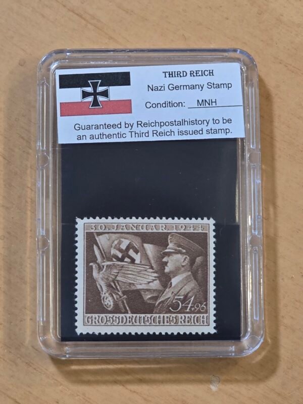 ADOLF HITLER STAMP W CASE FLAGS WWII German 1944 Adolf Hitler Stamp Swastika Flags Banners MNH Third Reich