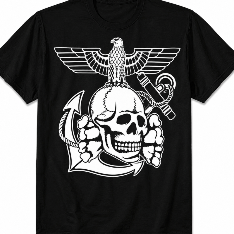 WW2 Nazi German SS Totenkopf Death Head Skull w Eagle Third Reich T Shirt