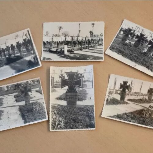 WW2 German Afrika Korps Soldiers KIA Cemetery w Iron Cross Swastika Graves Photo lot