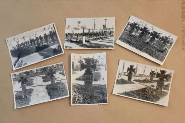 WW2 German Afrika Korps Soldiers KIA Cemetery w Iron Cross Swastika Graves Photo lot
