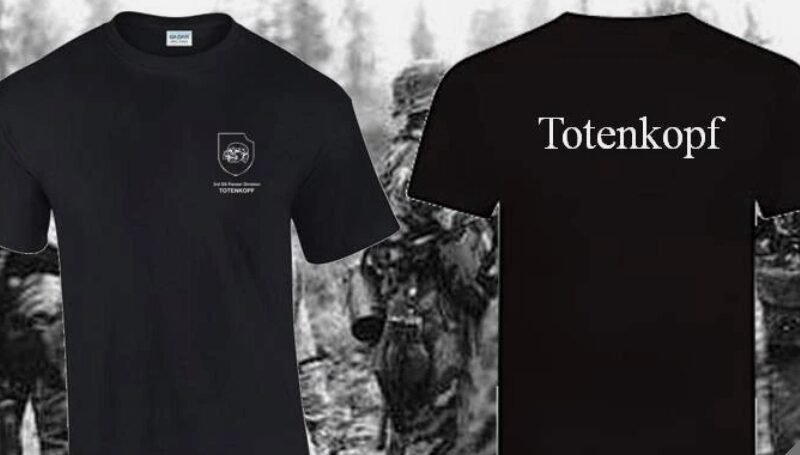 WW2 Nazi German SS Totenkopf Skull T Shirt 2 sided