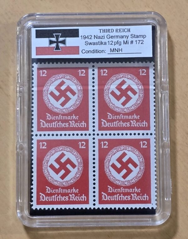 a1-bb52846.jpg Third Reich WWII Nazi German NSDAP Swastika Stamp Block NSDAP MNH w Slab Case