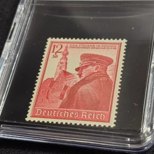 Adolf Hitler Stamp 39th Birthday 1939 WWII Nazi German NSDAP Stamp w Slab Case