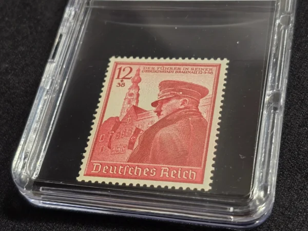 Adolf Hitler Stamp 39th Birthday 1939 WWII Nazi German NSDAP Stamp w Slab Case
