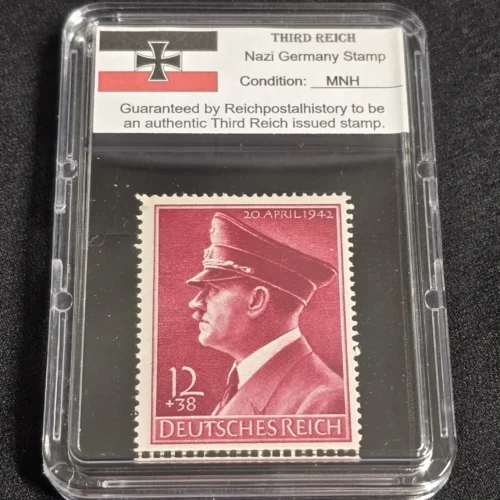 adolf-hitler-stamp-42nd-birthday-1942-wwii-nazi-german-nsdap-stamp-w-slab-case-01-fed70c47 Adolf Hitler Birthday Stamps Set x 4 w Hard Slab Case WW2 Nazi German Third Reich NSDAP Postage