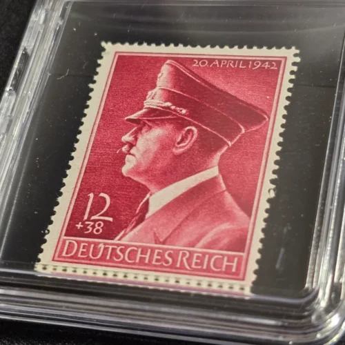 Adolf Hitler Stamp 42nd Birthday 1942 WWII Nazi German NSDAP Stamp w Slab Case