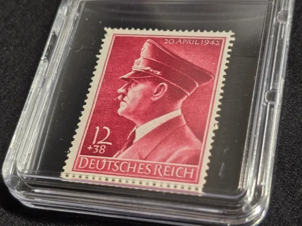 Adolf Hitler Stamp 42nd Birthday 1942 WWII Nazi German NSDAP Stamp w Slab Case