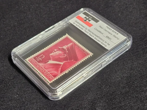 Adolf Hitler Stamp 42nd Birthday 1942 WWII Nazi German NSDAP Stamp w Slab Case