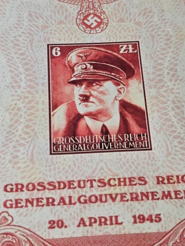 Adolf Hitler The Fuhrer Nazi German Third Reich Souvenir Stamp Sheet