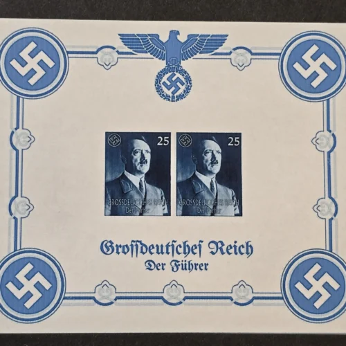 Adolf Hitler The Fuhrer Third Reich WW2 Nazi German Souvenir Stamp Sheet